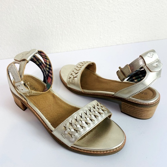 Sperry Platinum Seaport City Leather Sandals Size 8 - Picture 2 of 8